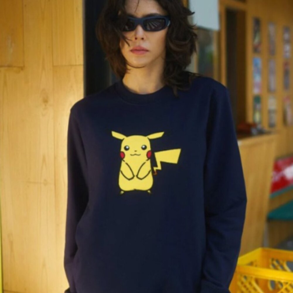 Pokemon Men's Size 3X Black Crewneck Pikachu Sweatshirt Long Sleeve Oversized